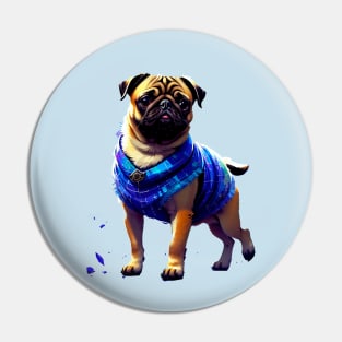 Colorful Pug in Traditional African Boubou Celebrating African Culture Pin