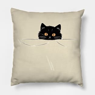 Black cat in pocket Pillow