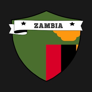 ZAMBIA COUNTRY SHIELD, MINIMALIST ZAMBIA FLAG, I LOVE ZAMBIA , BORN IN ZAMBIA , ZAMBIA BADGE SHIELD T-Shirt