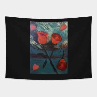 red roses with hearts Tapestry