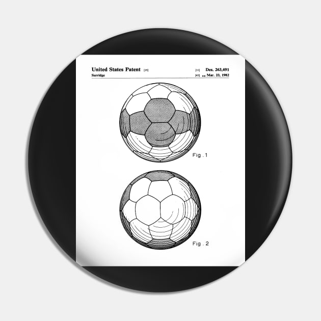 Soccer Ball Patent - Football Fan Bedroom Office Art - White Pin by patentpress