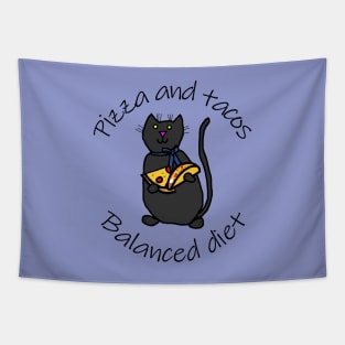 Balanced Diet for Animals Cat Pizza and Tacos Food Tapestry