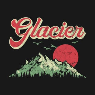 Glacier Mountains Sunset Retro 80s T-Shirt