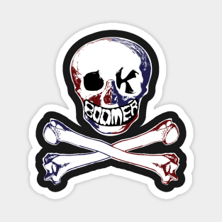 Ok Boomer Colorful Jolly Roger Pirate Red White Blue Magnet