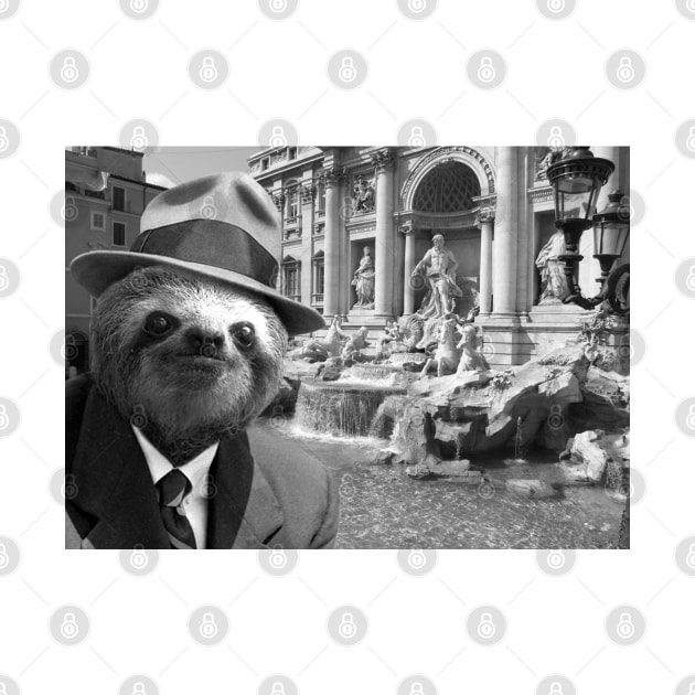 Sloth in Rome in front of Trevi Fountain - Print / Home Decor / Wall Art / Poster / Gift / Birthday / Sloth Lover Gift / Animal print Canvas Print by luigitarini