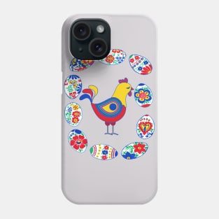 Easter eggs around rooster Phone Case