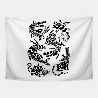 Black and White Alebrijes Tapestry