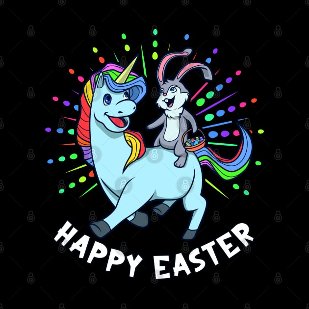 Easter bunny riding unicorn - Happy Easter by Modern Medieval Design