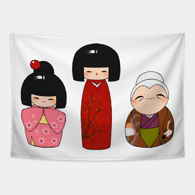 Kokeshi dolls Tapestry by Ancsi