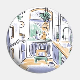 Interior with cats Pin