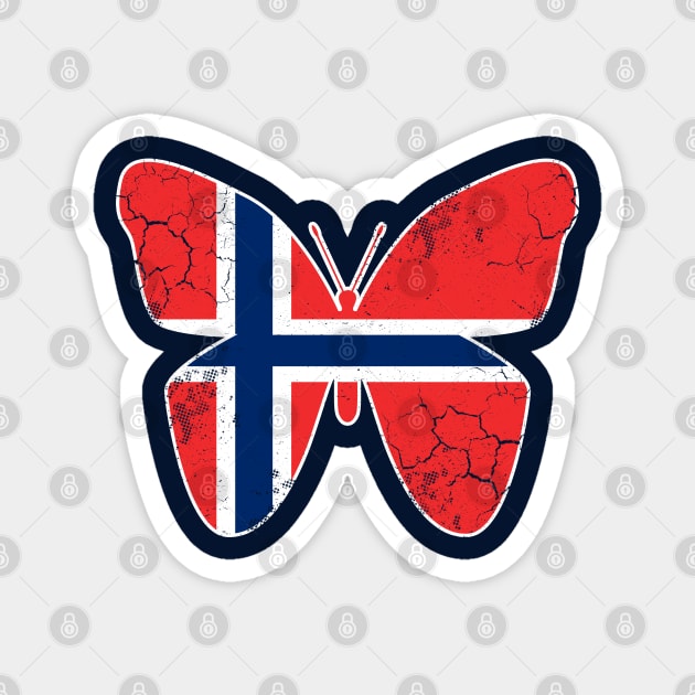 Norway Flag Butterfly Norwegian Norge Family Magnet by E