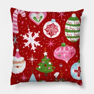 Cute Vintage Christmas Ornaments Pillow