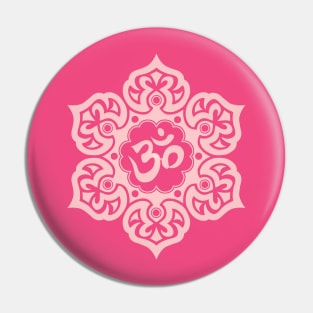 Pink Lotus Flower Yoga Om Pin