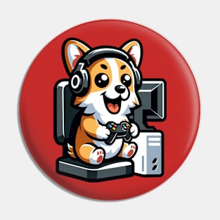 gamer corgi Pin