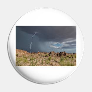 Lightning strike and basalt pinnacles, Arizona, USA (C035/4327) Pin