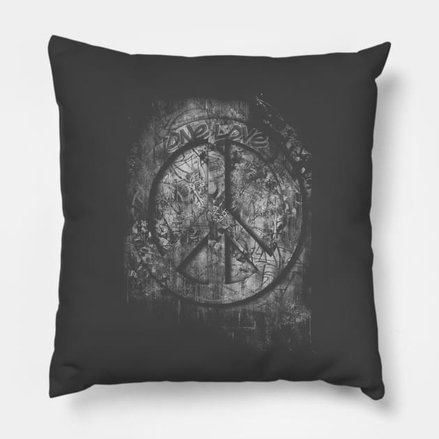 3D Peace Sign - One Love - Graffiti - Grunge Pillow by MellowGroove