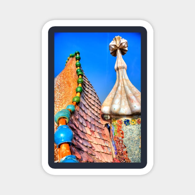 The Dragon's Back on the roof of Casa Batllo Barcelona Spain Magnet by tommysphotos