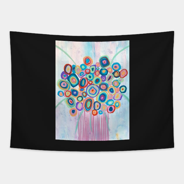 Bright Colourful Expressive abstract Florals Tapestry by MyCraftyNell