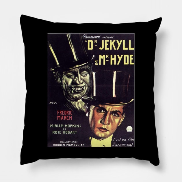 Classic Horror Movie Poster - Dr. Jekyll and Mr. Hyde Pillow by Starbase79