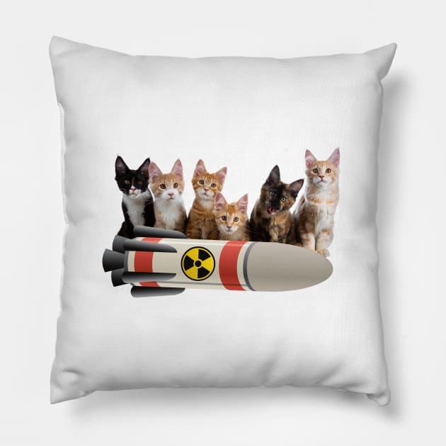 Kittens with nuke missile Pillow by Shirt Vibin