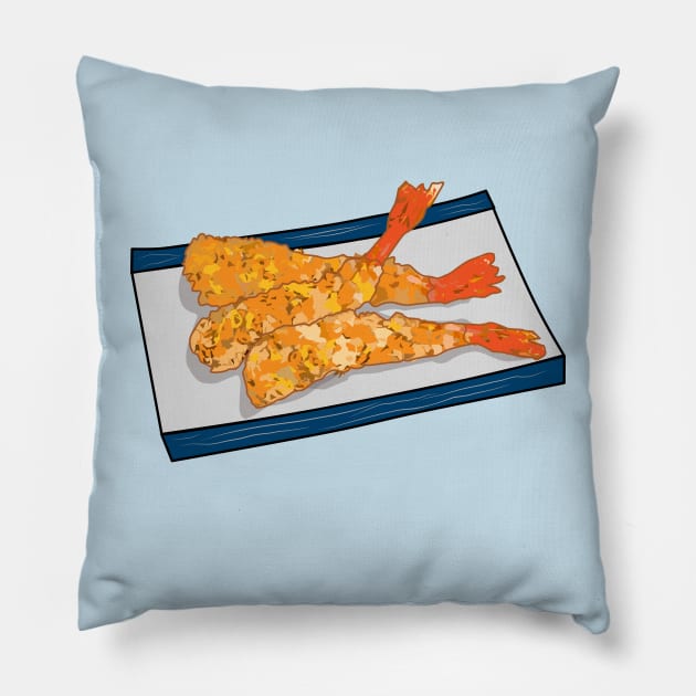 Shrimp tempura cartoon illustration Pillow by Miss Cartoon