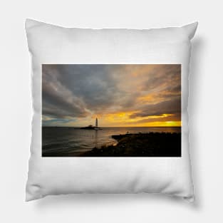 Golden sunrise over St Mary's Island Pillow