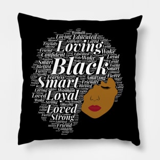 Side Afro Puff Words in Hair Pillow