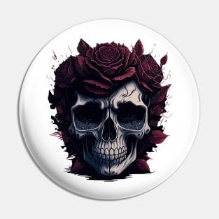 Skull and Roses vector art Tattoo style Pin