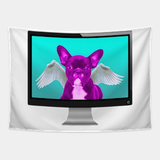 computer french bulldog angel screen Tapestry