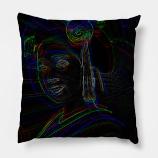 Japanese Geisha - Neon Pillow