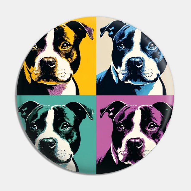 Staffordshire Bull Terrier Pop Art - Dog Lovers Pin by PawPopArt