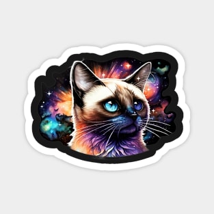 Siamese Cat With Galaxy Background Magnet