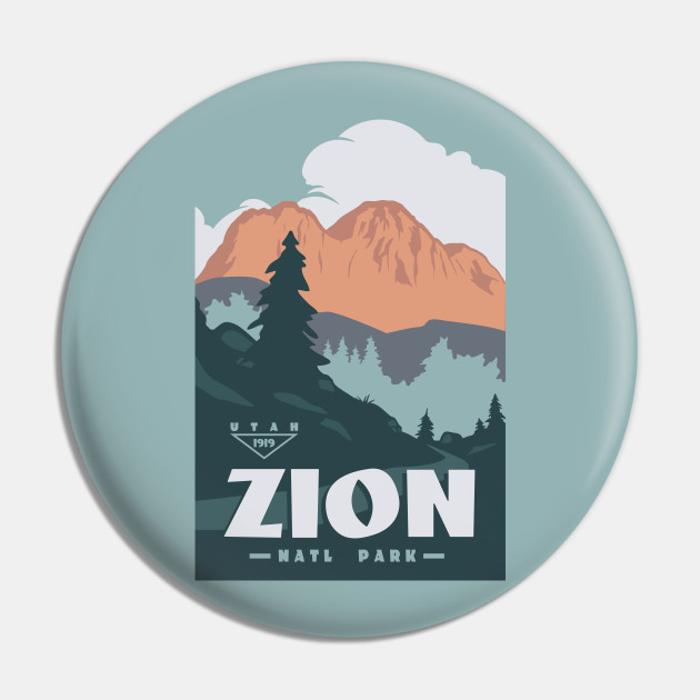 Retro Vintage Utah Zion National Park Travel Poster Gift Tee Zion National Park Souvenirs Pin Teepublic
