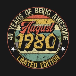 born August 1980 Vintage Gift T-Shirt