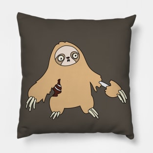 Zombie Sloth Cartoon // Funny Halloween Zombie Pillow