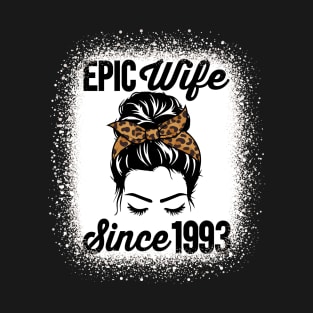 Epic Wife Since 1993 Messy Hair Bun Anniversary T-Shirt