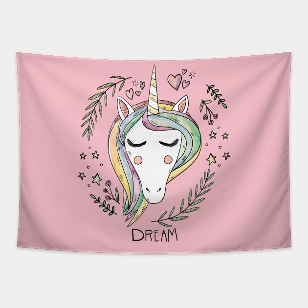 Unicorn dream shirt Tapestry by KKP