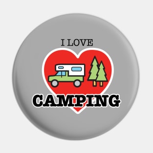 I Love Camping - Heart and Truck Camper Pin