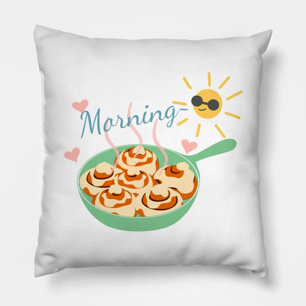 Morning Cinnamon Rolls Pillow by LulululuPainting