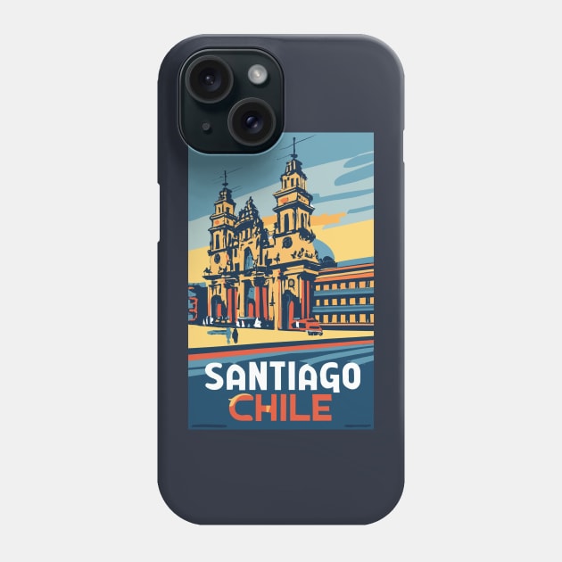 A Vintage Travel Art of Santiago - Chile Phone Case by goodoldvintage