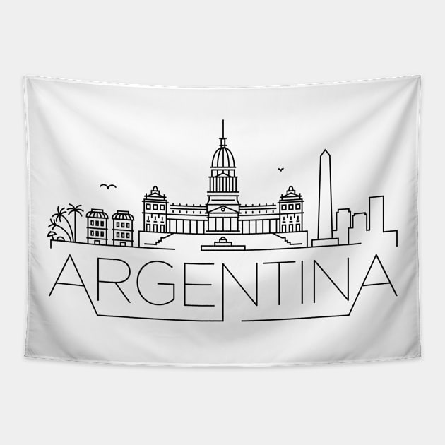 Argentina Minimal Skyline Tapestry by kursatunsal