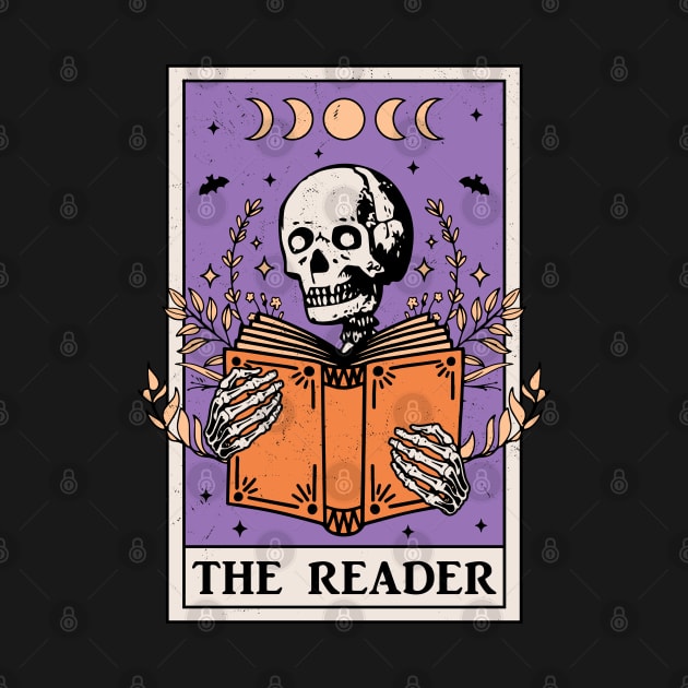 The Reader Tarot Card Skeleton Reading Book Bookish by OrangeMonkeyArt