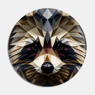 Triangle Raccoon - Abstract polygon animal face staring Pin