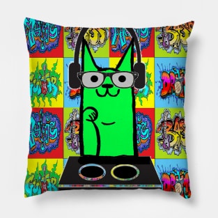 pop art graffiti music cat 333 Pillow