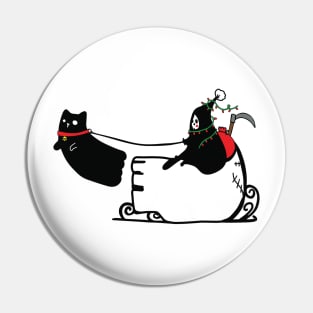 Grim Reaper and Ghost Cat at Christmas Pin