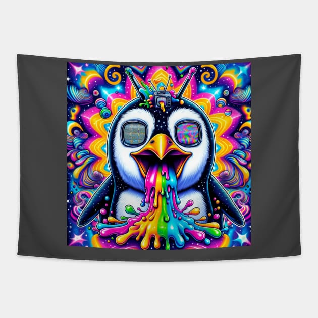 trippy alien space penguin Tapestry by Ekim Ts