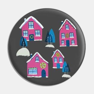 Pink House in the Winter Pin