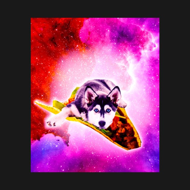 Outer Space Galaxy Dog Riding Taco by Random Galaxy