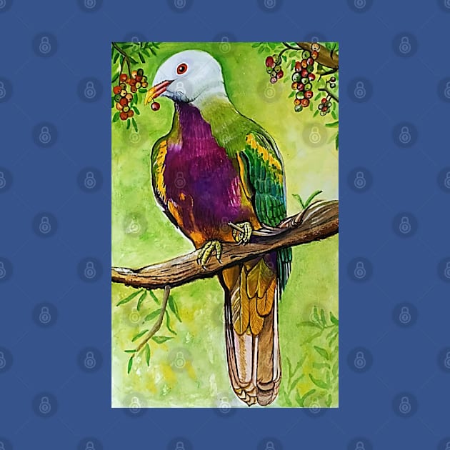 Watercolor Hand Drawn Bird Illustration Colorful by Mako Design 