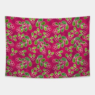 Cranberry Fruit Pattern on Fuchsia Tapestry